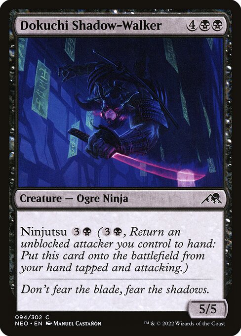 Ninjutsu {3}{B} ({3}{B}, Return an unblocked attacker you control to hand: Put this card onto the battlefield from your hand tapped and attacking.)