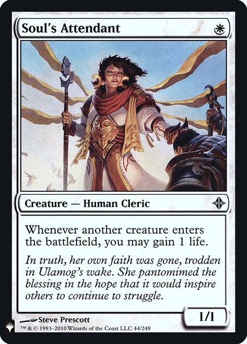 Whenever another creature enters, you may gain 1 life.
