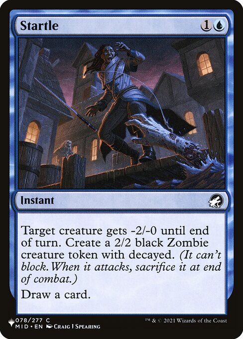 Target creature gets -2/-0 until end of turn. Create a 2/2 black Zombie creature token with decayed. (It can't block. When it attacks, sacrifice it at end of combat.)
Draw a card.