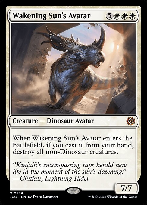 When this creature enters, if you cast it from your hand, destroy all non-Dinosaur creatures.