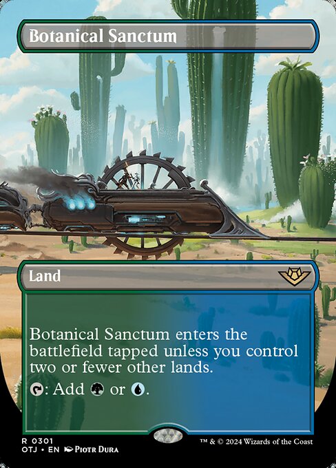 Botanical Sanctum enters the battlefield tapped unless you control two or fewer other lands.
{T}: Add {G} or {U}.