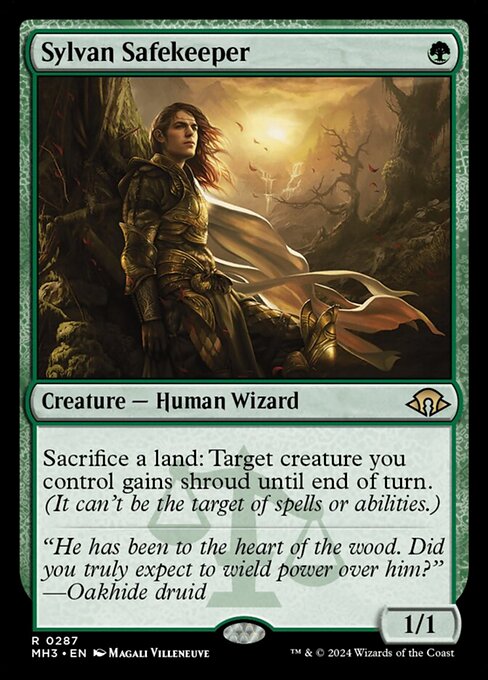 Sacrifice a land: Target creature you control gains shroud until end of turn. (It can't be the target of spells or abilities.)