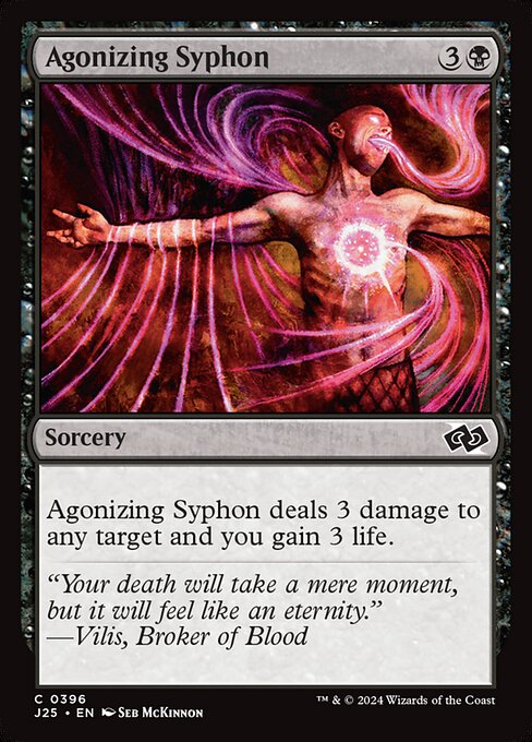 Agonizing Syphon deals 3 damage to any target and you gain 3 life.