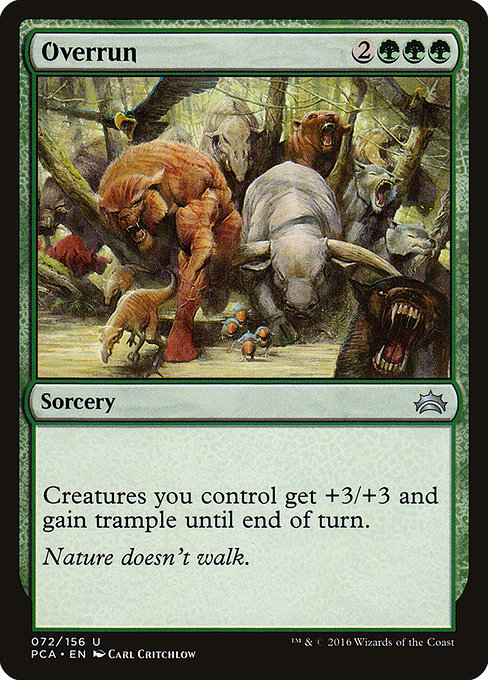 Creatures you control get +3/+3 and gain trample until end of turn.