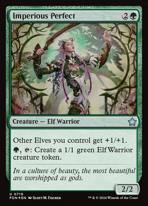 Other Elves you control get +1/+1.
{G}, {T}: Create a 1/1 green Elf Warrior creature token.