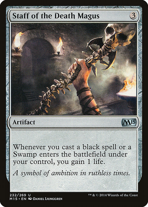 Whenever you cast a black spell or a Swamp enters the battlefield under your control, you gain 1 life.