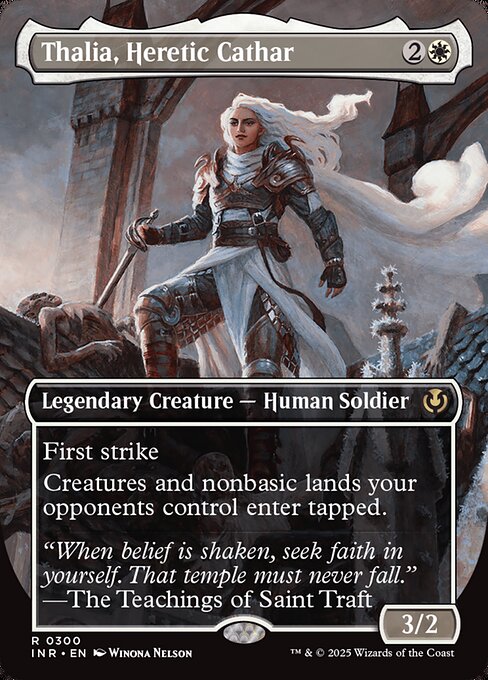 First strike
Creatures and nonbasic lands your opponents control enter tapped.
