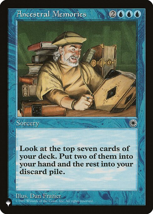 Look at the top seven cards of your library. Put two of them into your hand and the rest into your graveyard.