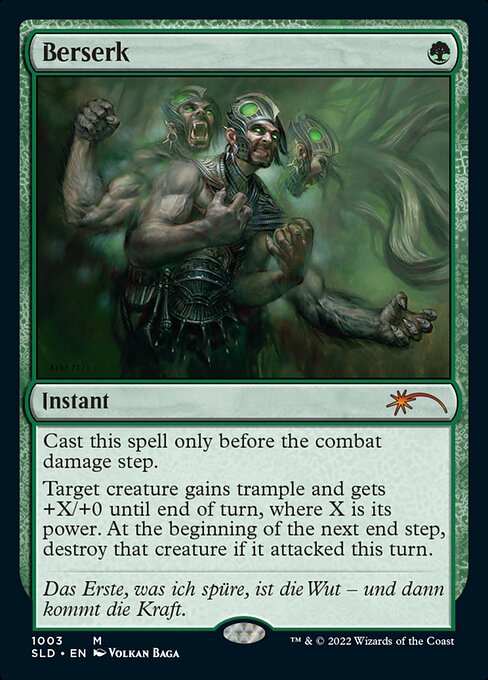Cast this spell only before the combat damage step.
Target creature gains trample and gets +X/+0 until end of turn, where X is its power. At the beginning of the next end step, destroy that creature if it attacked this turn.