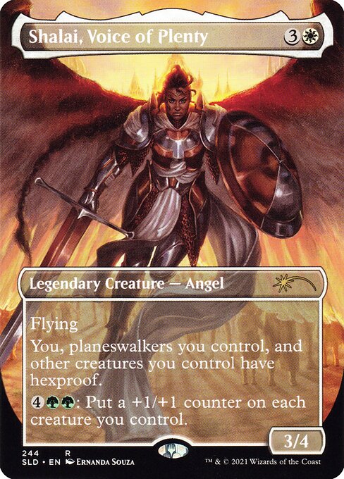 Flying
You, planeswalkers you control, and other creatures you control have hexproof.
{4}{G}{G}: Put a +1/+1 counter on each creature you control.