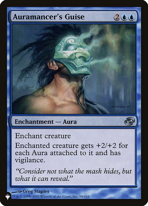 Enchant creature
Enchanted creature gets +2/+2 for each Aura attached to it and has vigilance.