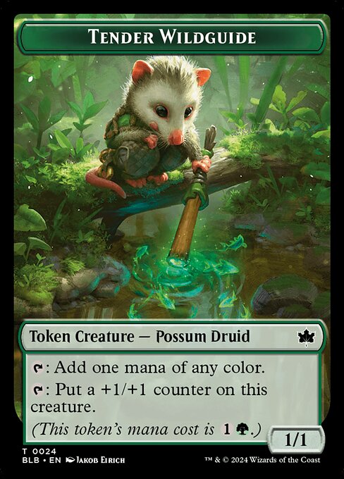 {T}: Add one mana of any color.
{T}: Put a +1/+1 counter on this creature.
(This token's mana cost is {1}{G}.)