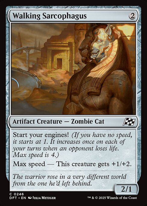 Start your engines! (If you have no speed, it starts at 1. It increases once on each of your turns when an opponent loses life. Max speed is 4.)
Max speed — This creature gets +1/+2.