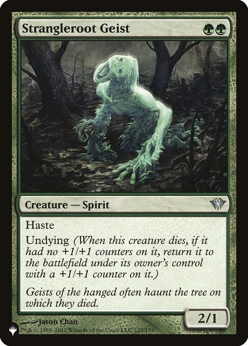Haste
Undying (When this creature dies, if it had no +1/+1 counters on it, return it to the battlefield under its owner's control with a +1/+1 counter on it.)