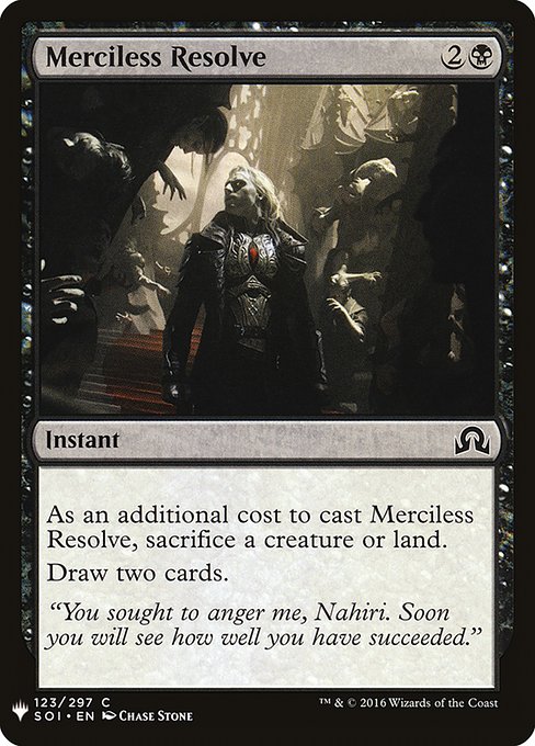 As an additional cost to cast this spell, sacrifice a creature or land.
Draw two cards.