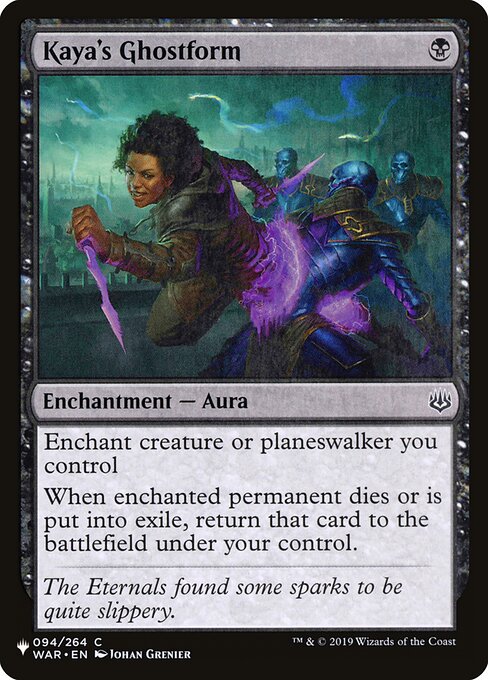 Enchant creature or planeswalker you control
When enchanted permanent dies or is put into exile, return that card to the battlefield under your control.