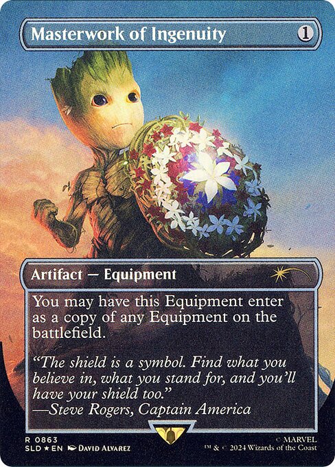 You may have Masterwork of Ingenuity enter as a copy of any Equipment on the battlefield.