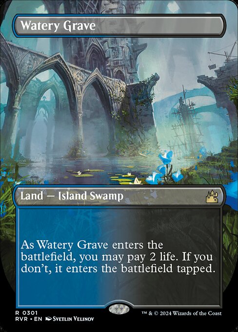 ({T}: Add {U} or {B}.)
As Watery Grave enters the battlefield, you may pay 2 life. If you don't, it enters the battlefield tapped.