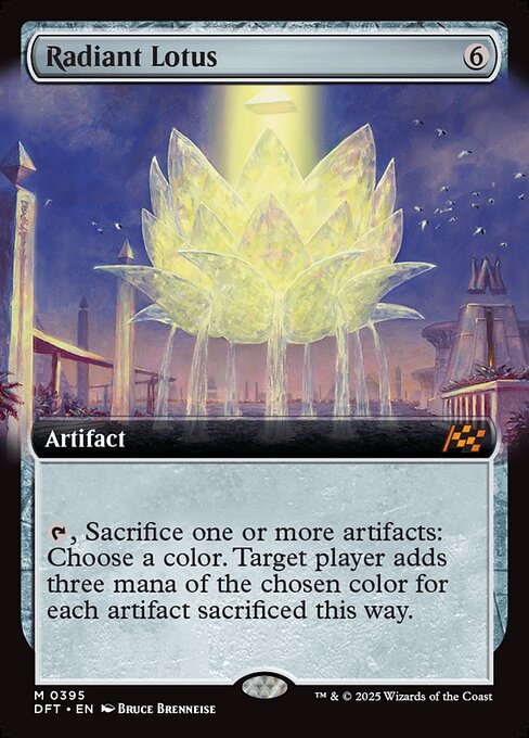 {T}, Sacrifice one or more artifacts: Choose a color. Target player adds three mana of the chosen color for each artifact sacrificed this way.