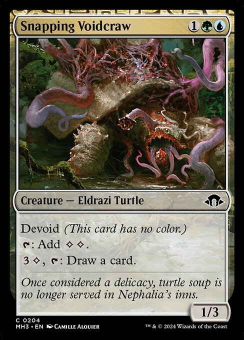 Devoid (This card has no color.)
{T}: Add {C}{C}.
{3}{C}, {T}: Draw a card.