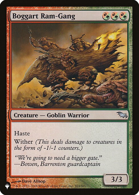 Haste
Wither (This deals damage to creatures in the form of -1/-1 counters.)