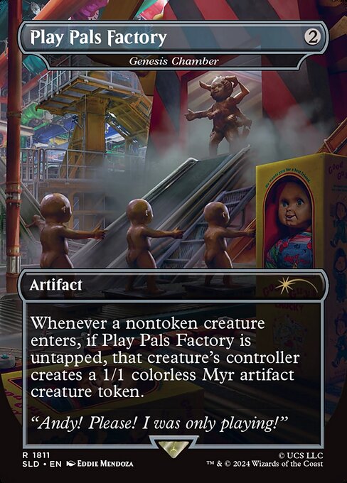 Whenever a nontoken creature enters, if Genesis Chamber is untapped, that creature's controller creates a 1/1 colorless Myr artifact creature token.