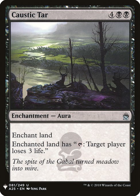 Enchant land
Enchanted land has "{T}: Target player loses 3 life."