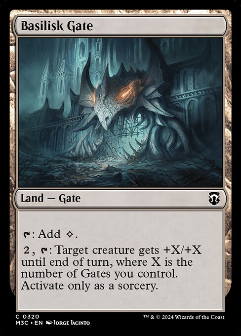 {T}: Add {C}.
{2}, {T}: Target creature gets +X/+X until end of turn, where X is the number of Gates you control. Activate only as a sorcery.