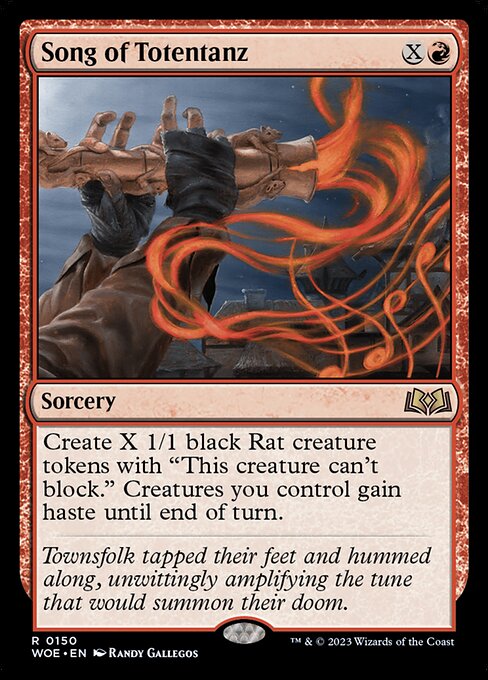 Create X 1/1 black Rat creature tokens with "This creature can't block." Creatures you control gain haste until end of turn.