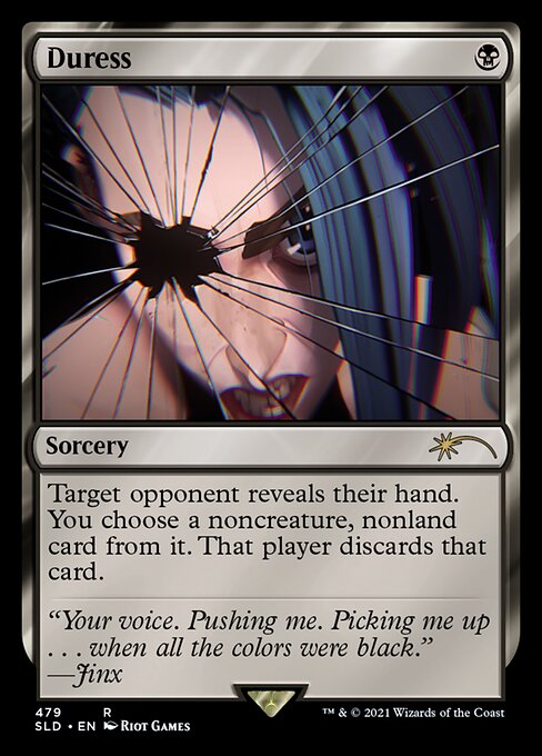 Target opponent reveals their hand. You choose a noncreature, nonland card from it. That player discards that card.