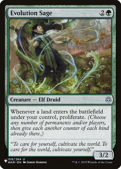 Landfall — Whenever a land you control enters, proliferate. (Choose any number of permanents and/or players, then give each another counter of each kind already there.)