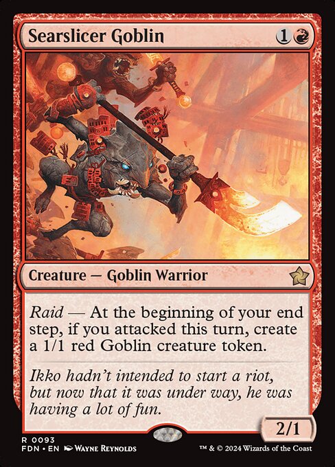 Raid — At the beginning of your end step, if you attacked this turn, create a 1/1 red Goblin creature token.