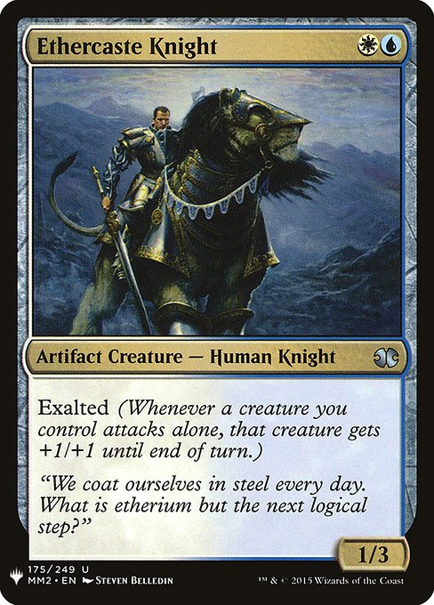 Exalted (Whenever a creature you control attacks alone, that creature gets +1/+1 until end of turn.)
