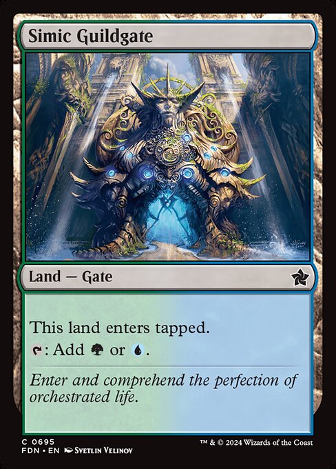This land enters tapped.
{T}: Add {G} or {U}.