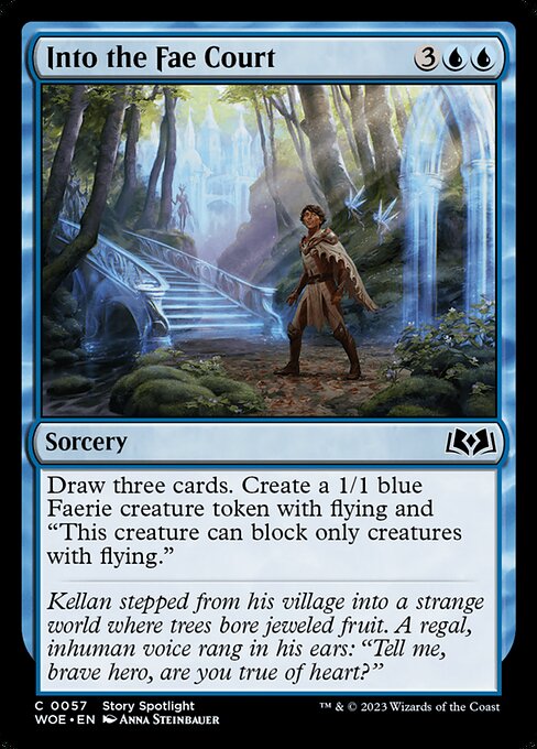 Draw three cards. Create a 1/1 blue Faerie creature token with flying and "This creature can block only creatures with flying."
