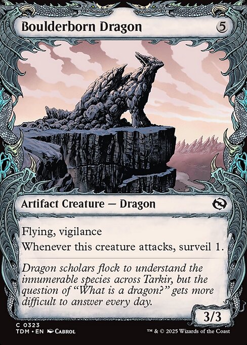 Flying, vigilance
Whenever this creature attacks, surveil 1. (Look at the top card of your library. You may put it into your graveyard.)