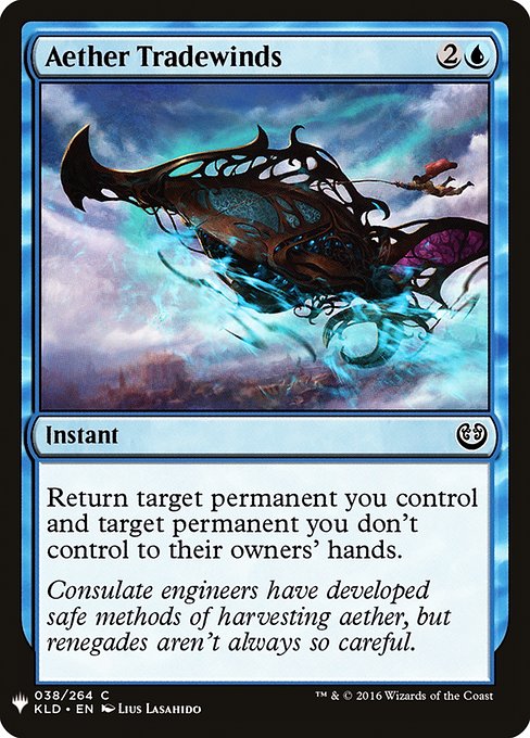 Return target permanent you control and target permanent you don't control to their owners' hands.
