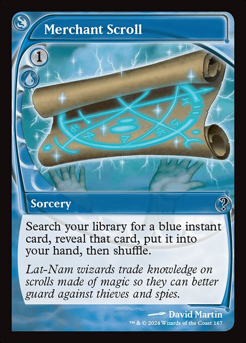 Search your library for a blue instant card, reveal that card, put it into your hand, then shuffle.