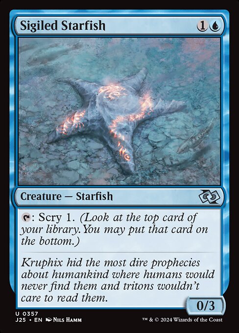 {T}: Scry 1. (Look at the top card of your library. You may put that card on the bottom.)