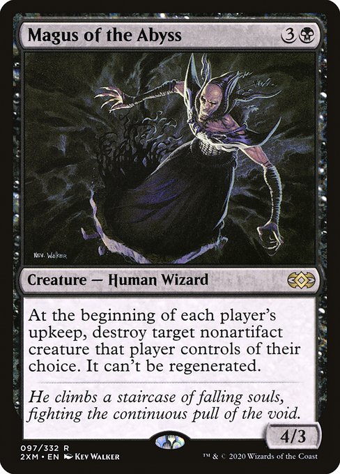 At the beginning of each player's upkeep, destroy target nonartifact creature that player controls of their choice. It can't be regenerated.