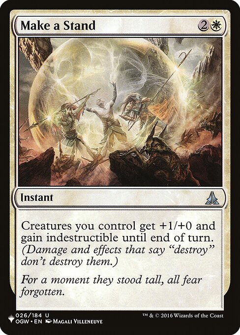 Creatures you control get +1/+0 and gain indestructible until end of turn. (Damage and effects that say "destroy" don't destroy them.)