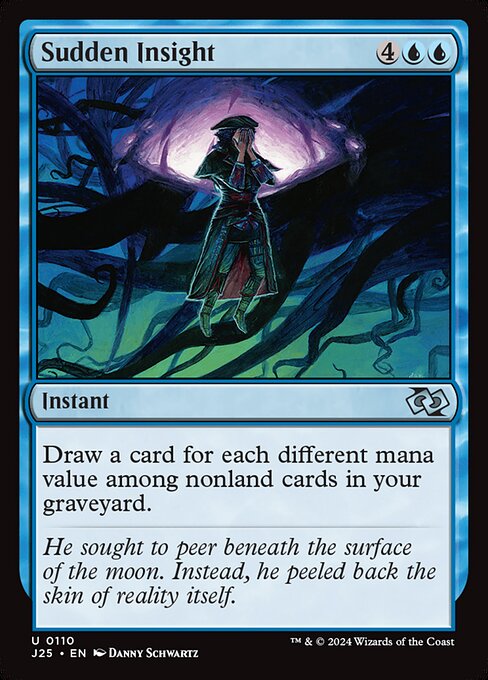 Draw a card for each different mana value among nonland cards in your graveyard.