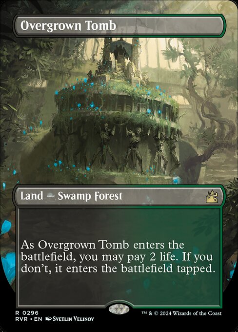 ({T}: Add {B} or {G}.)
As Overgrown Tomb enters the battlefield, you may pay 2 life. If you don't, it enters the battlefield tapped.