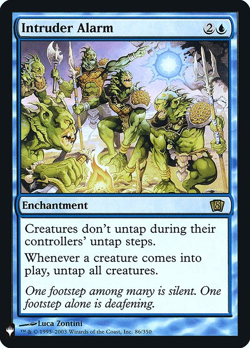 Creatures don't untap during their controllers' untap steps.
Whenever a creature enters the battlefield, untap all creatures.