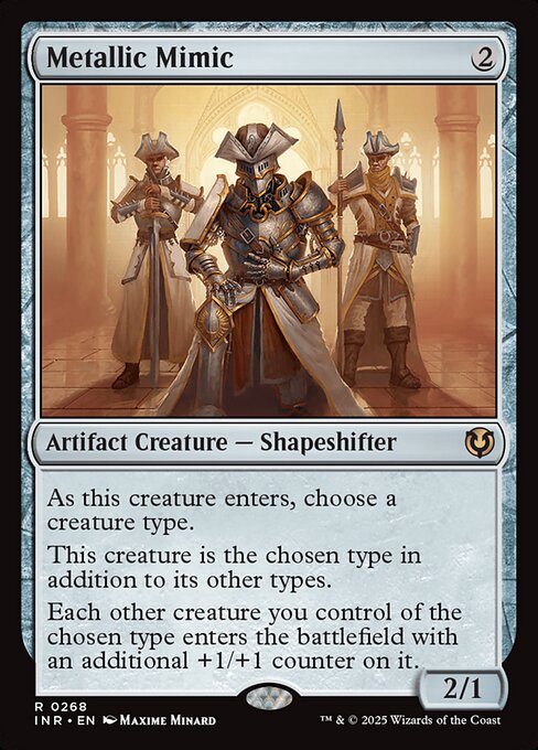 As this creature enters, choose a creature type.
This creature is the chosen type in addition to its other types.
Each other creature you control of the chosen type enters the battlefield with an additional +1/+1 counter on it.