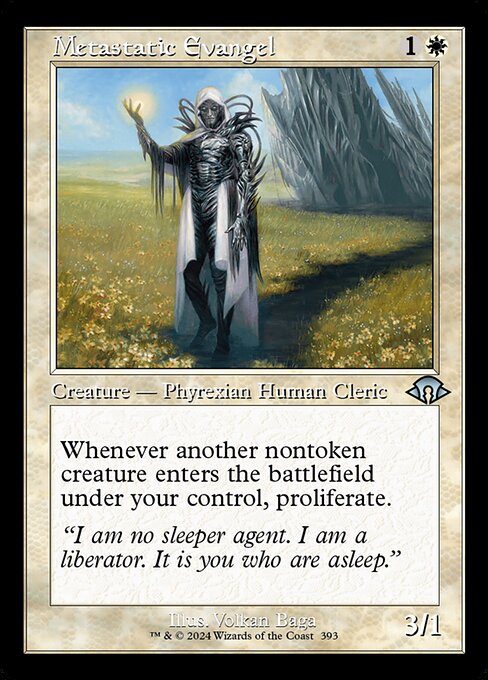 Whenever another nontoken creature enters the battlefield under your control, proliferate.
