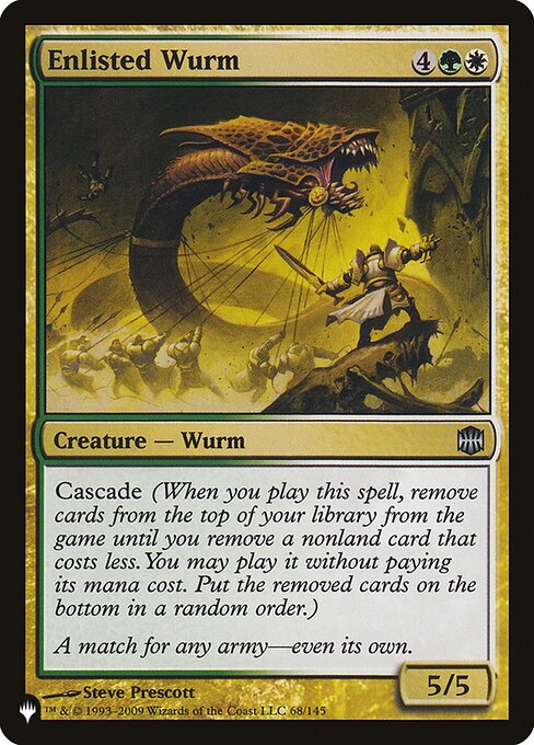Cascade (When you cast this spell, exile cards from the top of your library until you exile a nonland card that costs less. You may cast it without paying its mana cost. Put the exiled cards on the bottom in a random order.)