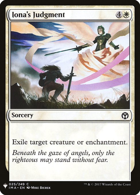 Exile target creature or enchantment.