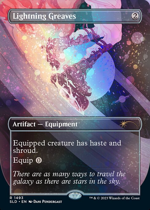 Equipped creature has haste and shroud. (It can't be the target of spells or abilities.)
Equip {0}