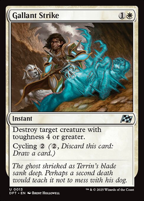 Destroy target creature with toughness 4 or greater.
Cycling {2} ({2}, Discard this card: Draw a card.)